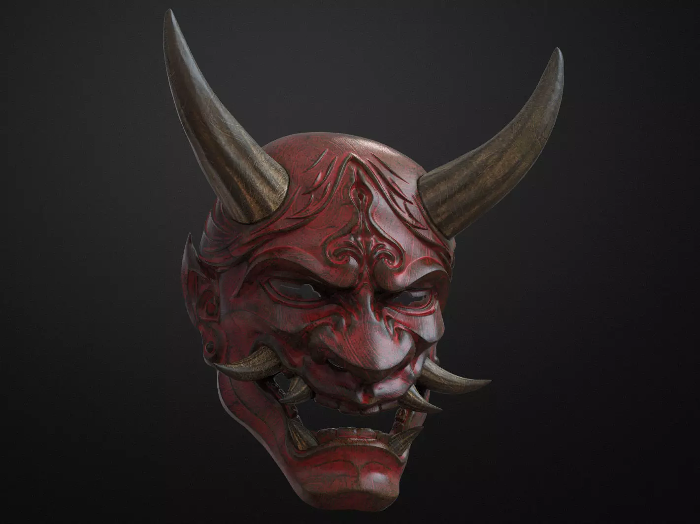 Traditional Japanese Hannya Mask Oni Mask Samurai Mask 3D print model_0