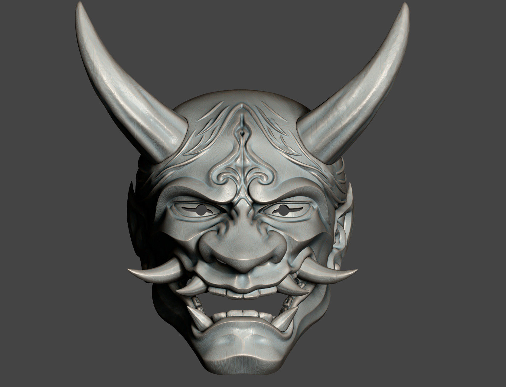 Traditional Japanese Hannya Mask Oni Mask Samurai Mask 3D print model_14