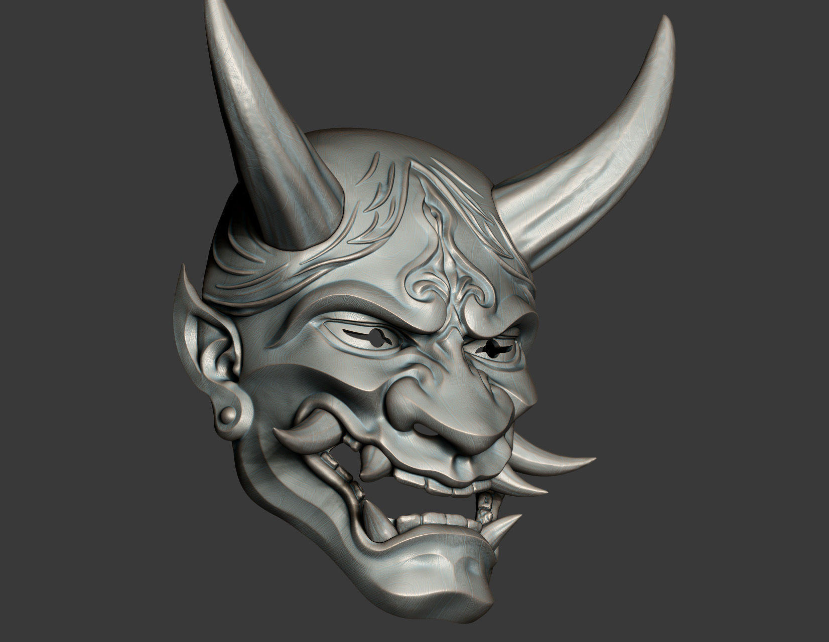 Traditional Japanese Hannya Mask Oni Mask Samurai Mask 3D print model_13