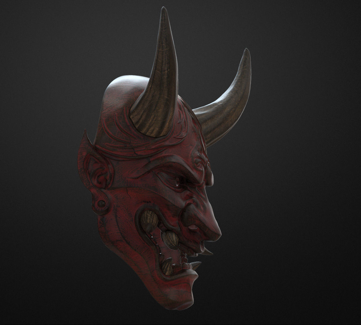 Traditional Japanese Hannya Mask Oni Mask Samurai Mask 3D print model_4