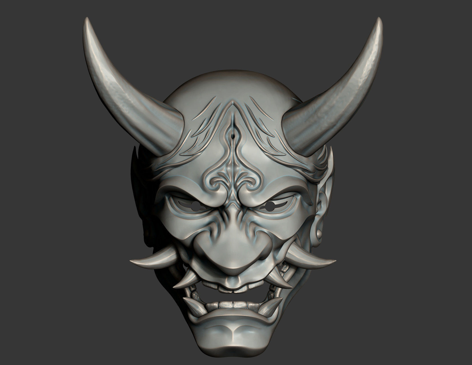 Traditional Japanese Hannya Mask Oni Mask Samurai Mask 3D print model_9