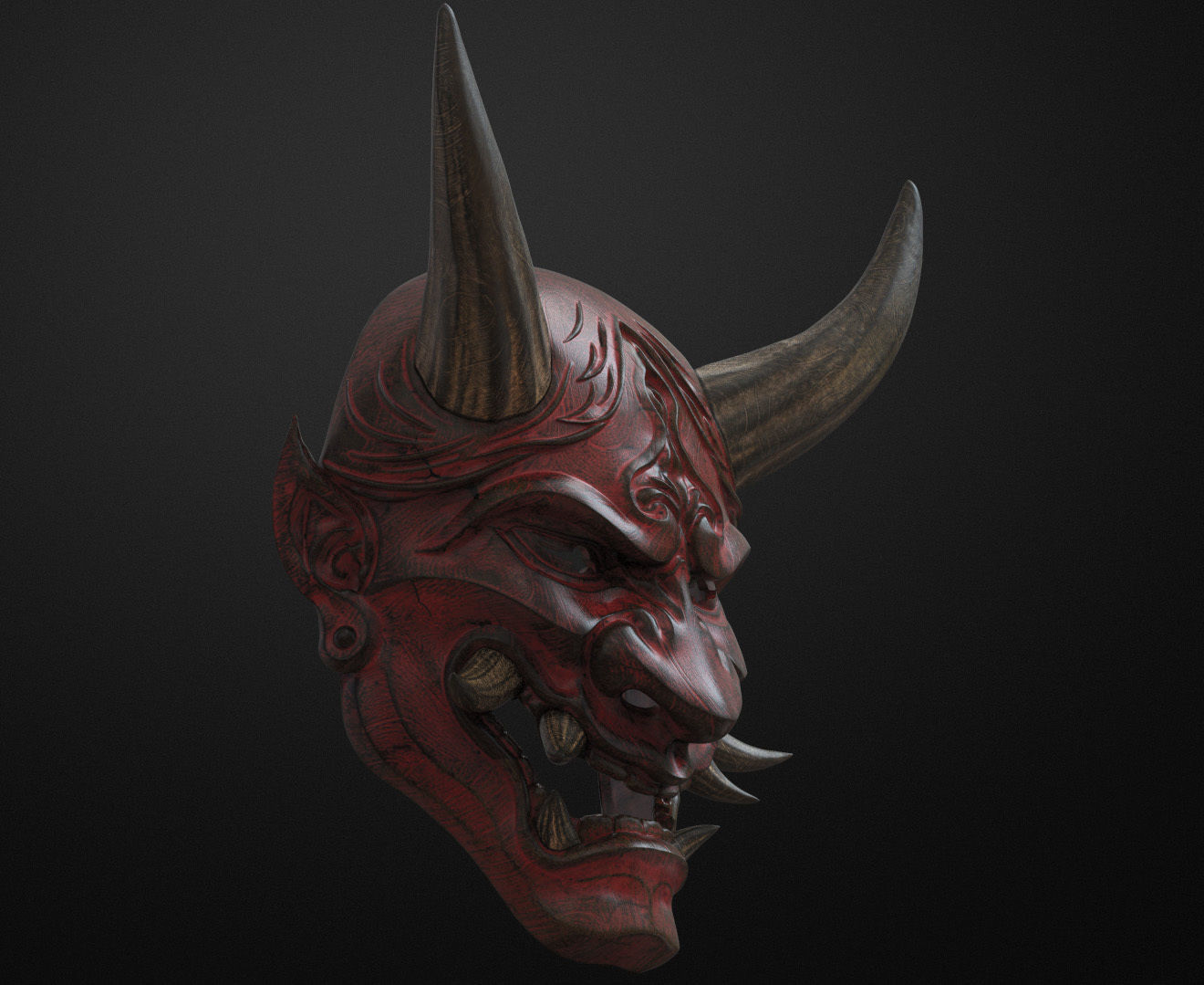 Traditional Japanese Hannya Mask Oni Mask Samurai Mask 3D print model_1