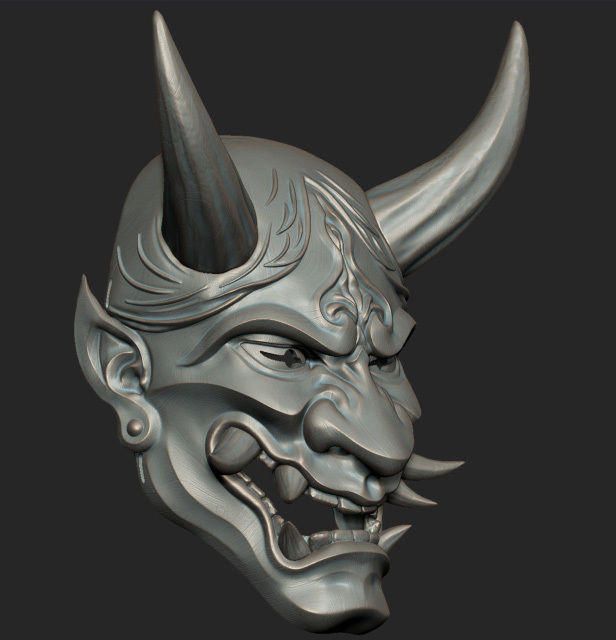 Traditional Japanese Hannya Mask Oni Mask Samurai Mask 3D print model_17