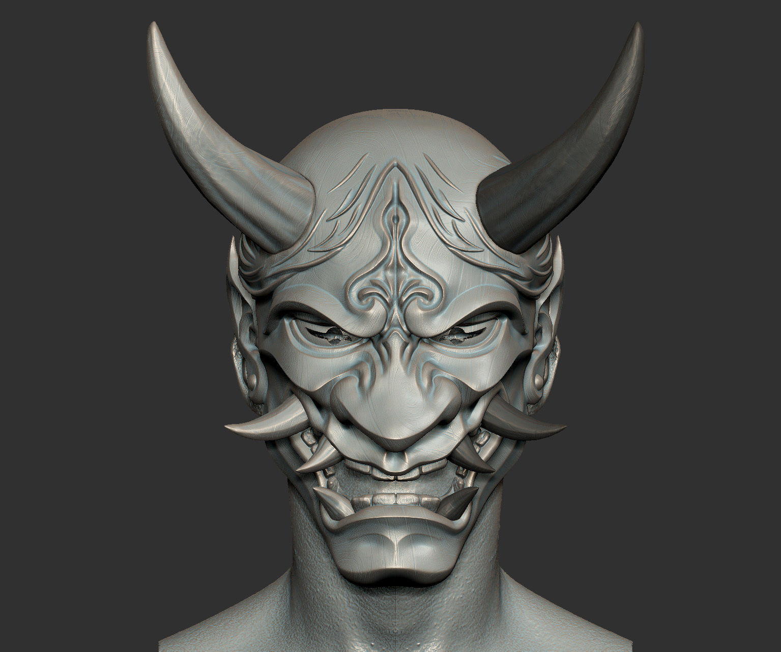 Traditional Japanese Hannya Mask Oni Mask Samurai Mask 3D print model_19