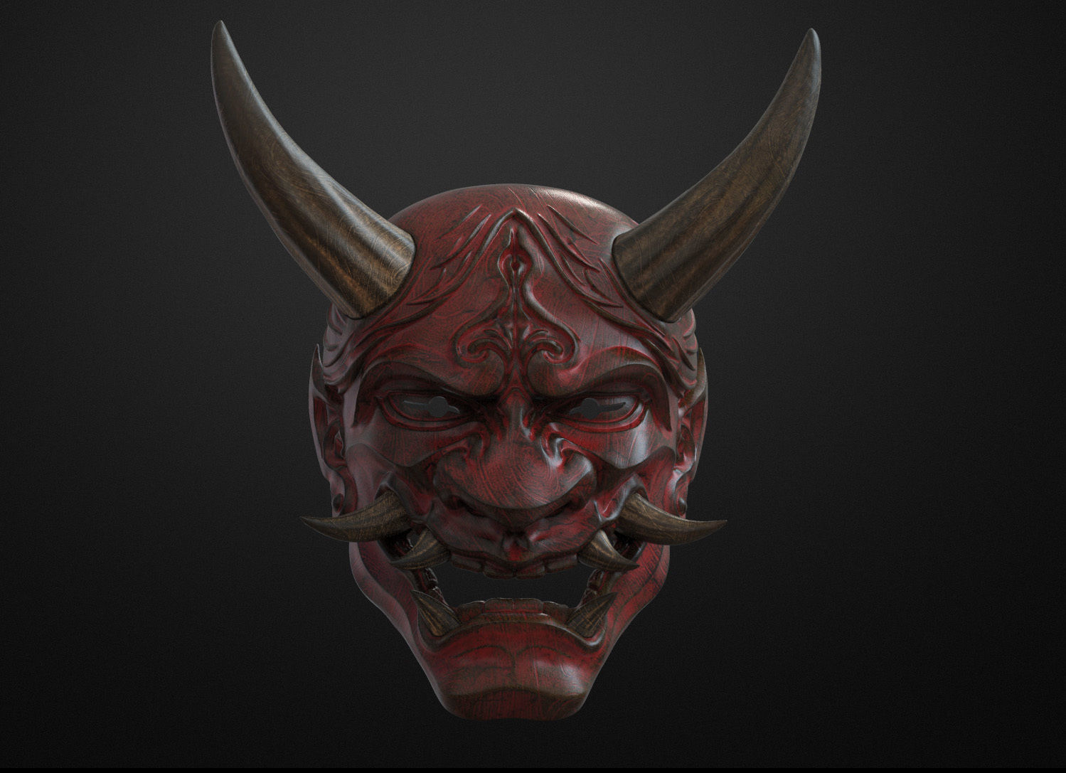 Traditional Japanese Hannya Mask Oni Mask Samurai Mask 3D print model_2