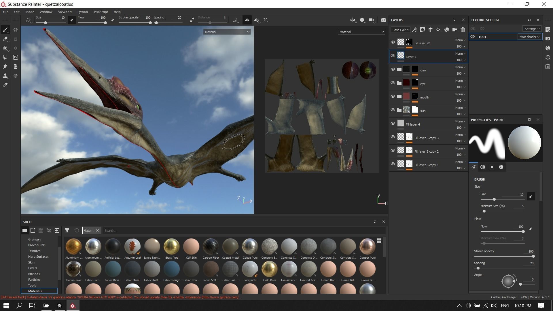 Quetzalcoatlus - Cretaceous Pterosaur Flying Reptile Low-poly 3D model_14