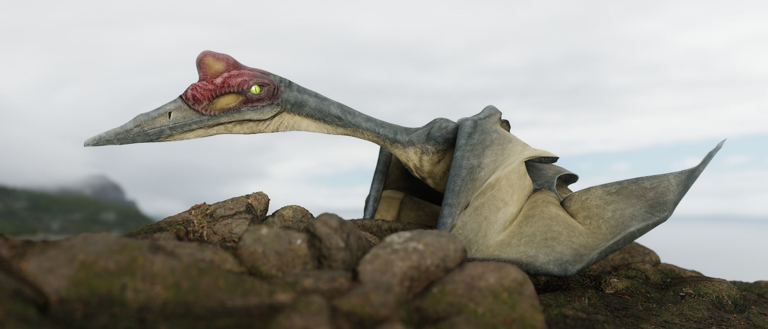 Quetzalcoatlus - Cretaceous Pterosaur Flying Reptile Low-poly 3D model_5