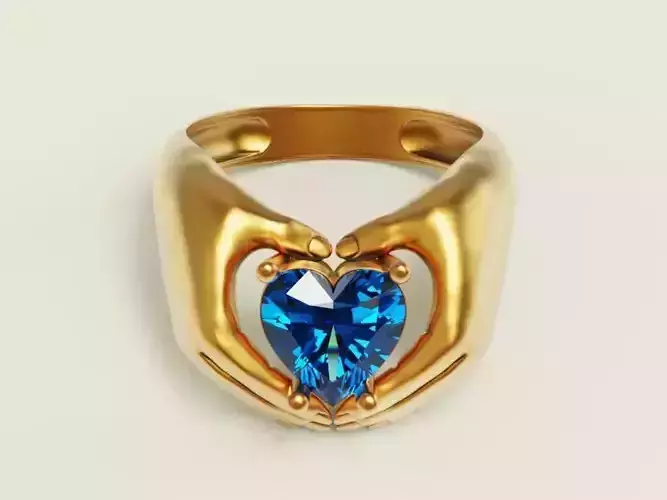 Heart hand Silver Gold  Print