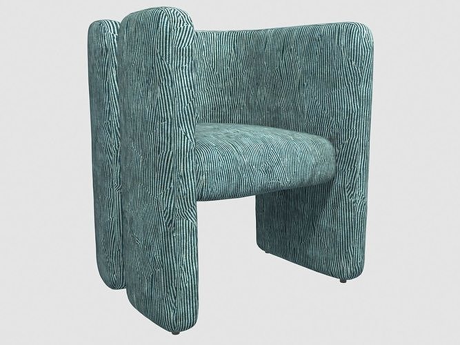 FAIRFAX CHAIR Avant Blue by Kelly Wearstler Low-poly 3D model