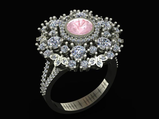 Luxury Diamond Ring 3D print model_1