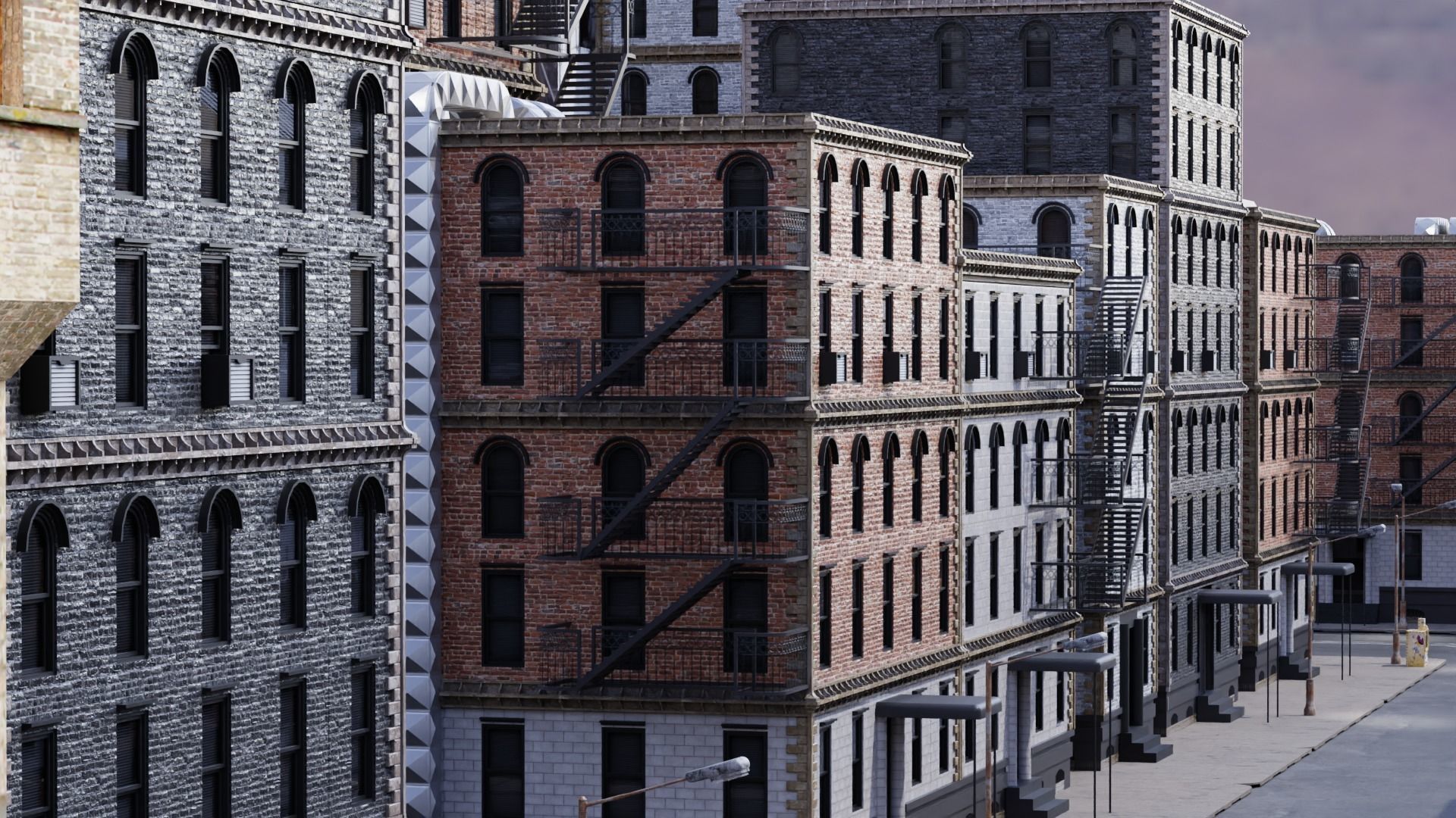 Old city Low-poly 3D model_3