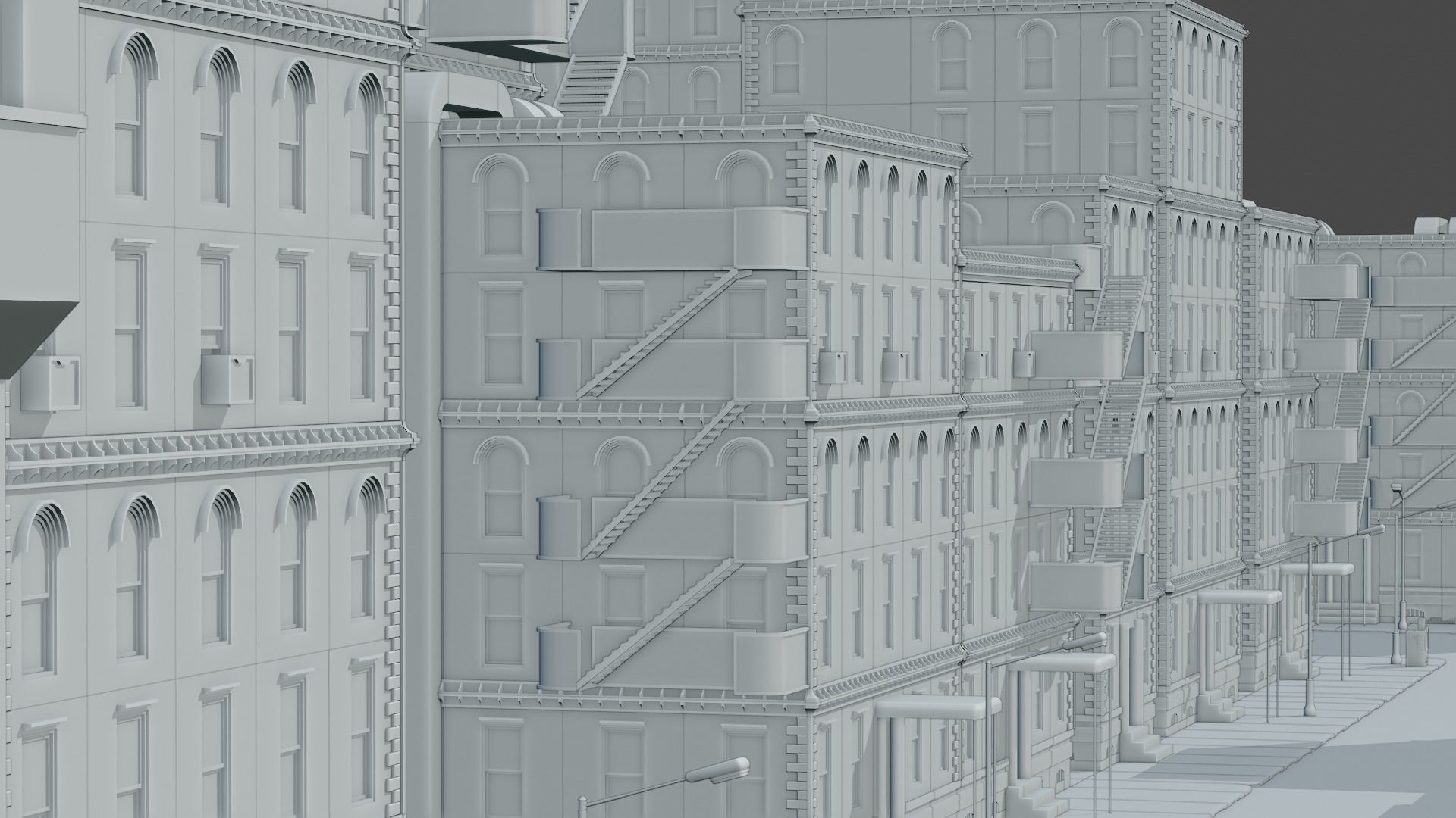 Old city Low-poly 3D model_6