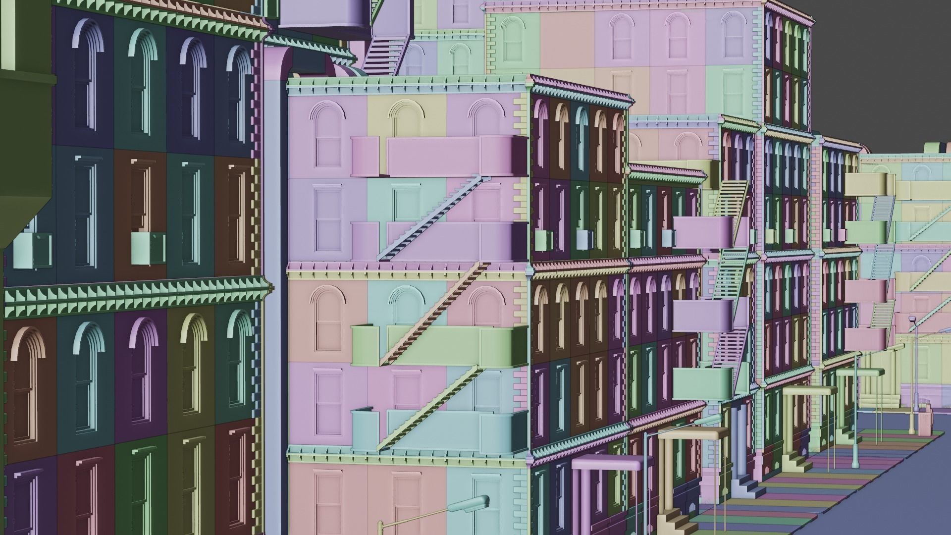 Old city Low-poly 3D model_12