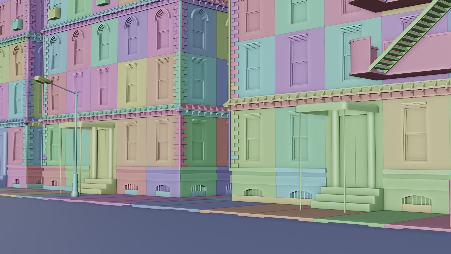 Old city Low-poly 3D model_14