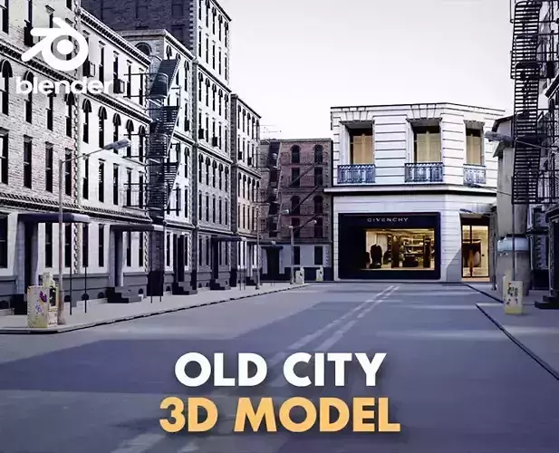 Old city Low-poly 3D model