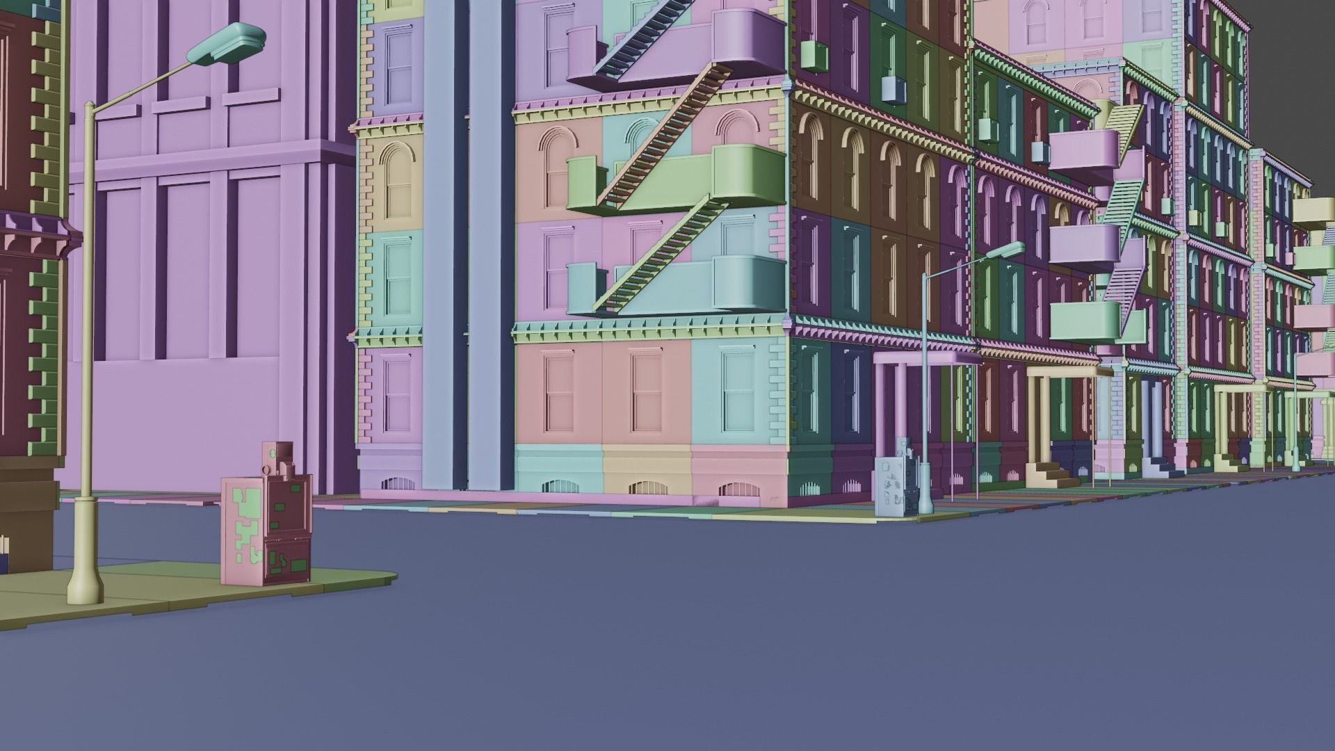 Old city Low-poly 3D model_13