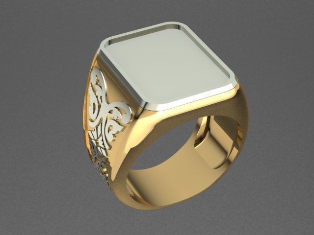 Golden Mens Ring 3D print model_1