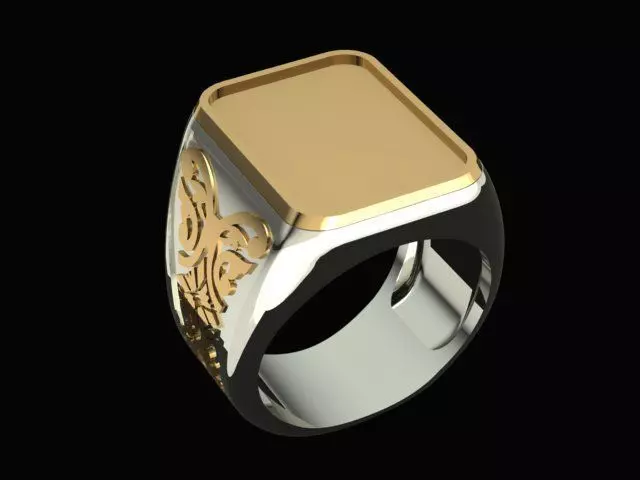 Golden Mens Ring 3D print model_0