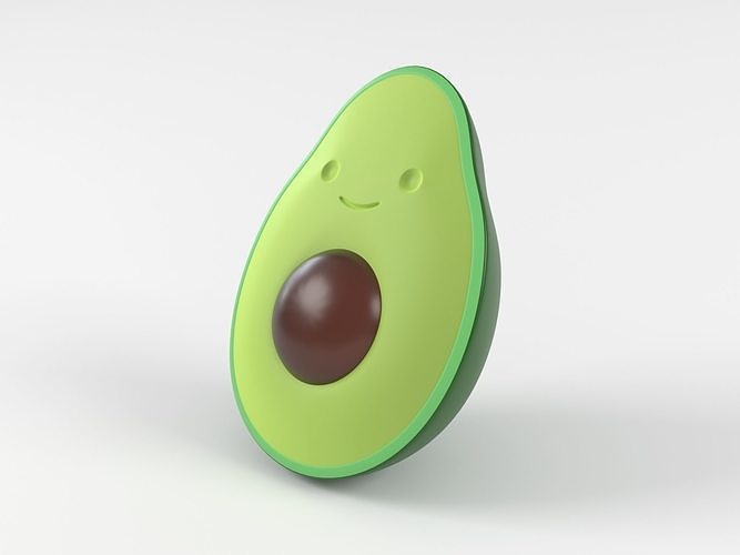 Avocado with smiley face 3D print model