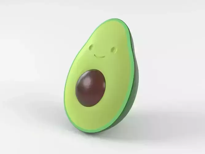 Avocado with smiley face 3D print model