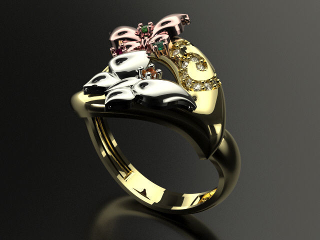 bubutterfly and flower collection T00009 3D print model_20