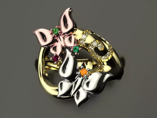 bubutterfly and flower collection T00009 3D print model_0