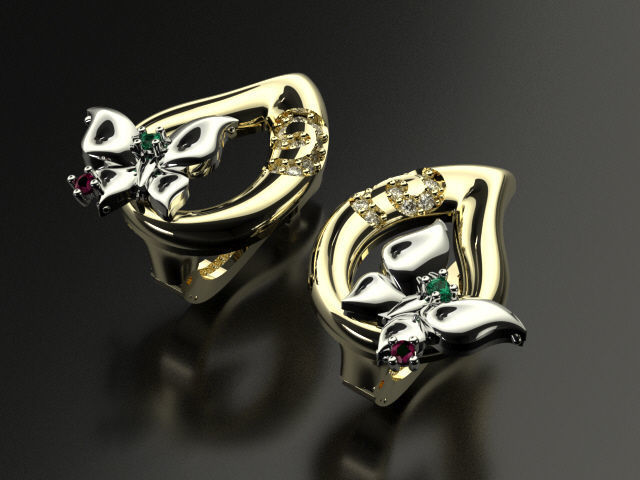 bubutterfly and flower collection T00009 3D print model_10