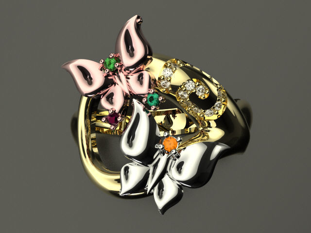 bubutterfly and flower collection T00009 3D print model_13