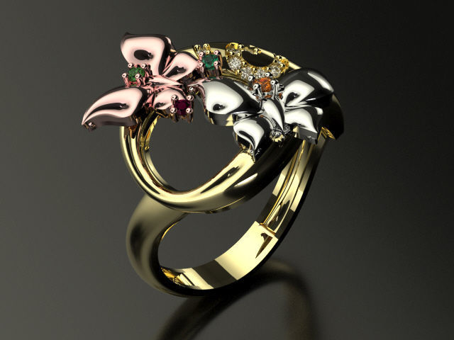 bubutterfly and flower collection T00009 3D print model_12