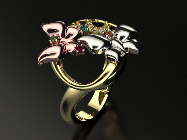 bubutterfly and flower collection T00009 3D print model_29