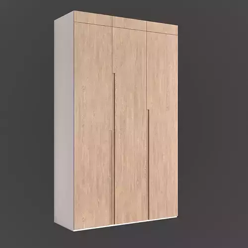 Wardrobe- Modern oak cabinet without handles 3D model