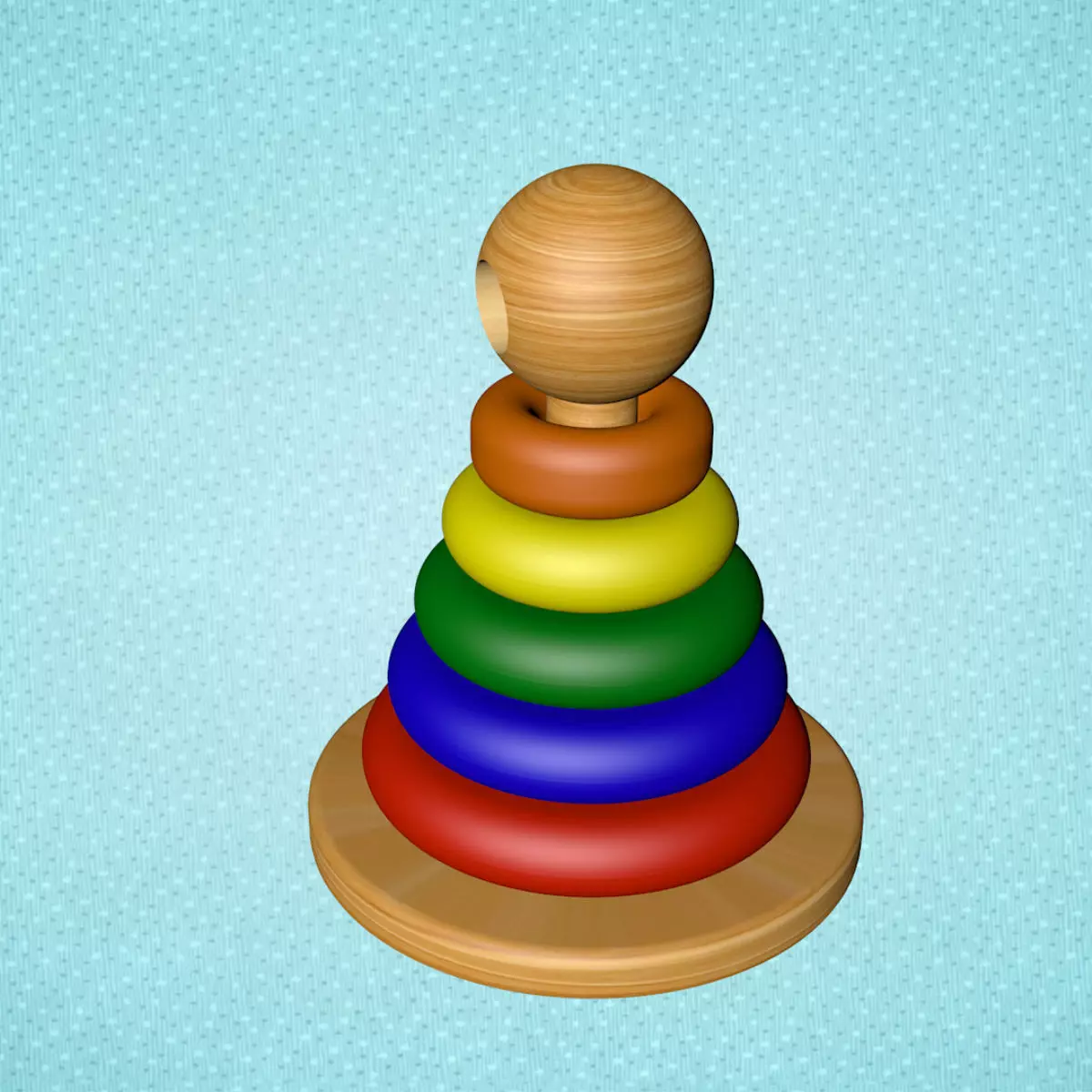 Wooden Color and size Toy Free 3D model_0