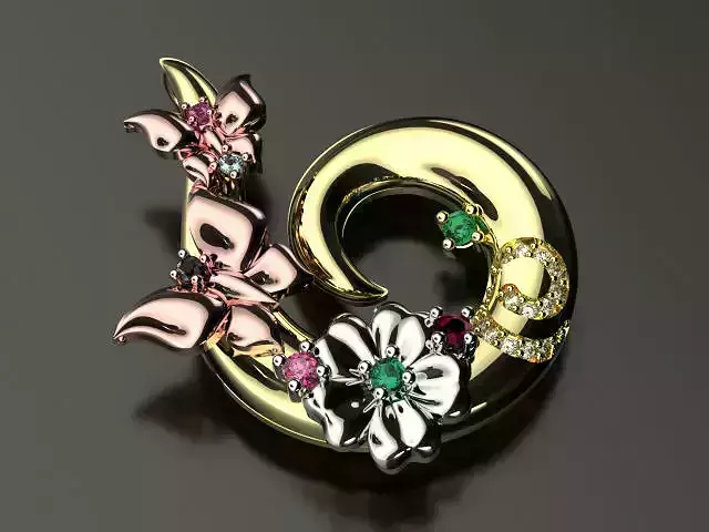 butterfly and flower collection T00011 3D print model