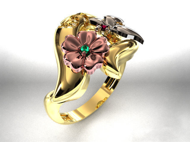 butterfly and flower collection T00012 3D print model_19