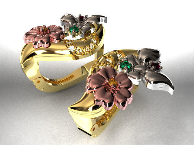 butterfly and flower collection T00012 3D print model_8