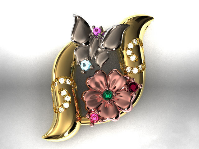 butterfly and flower collection T00012 3D print model_17