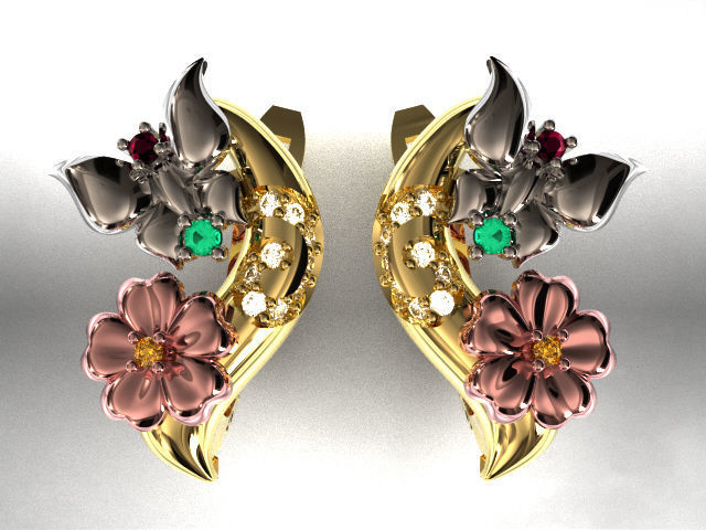 butterfly and flower collection T00012 3D print model_2