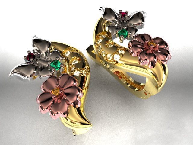 butterfly and flower collection T00012 3D print model_7