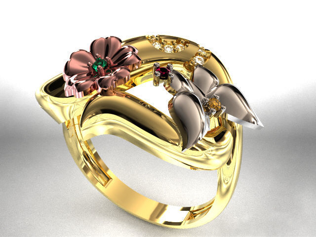 butterfly and flower collection T00012 3D print model_23