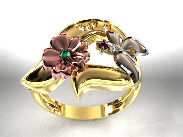 butterfly and flower collection T00012 3D print model_1