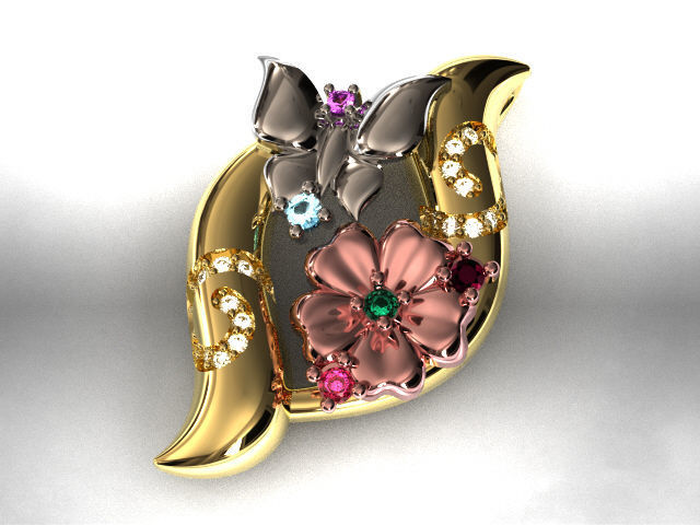 butterfly and flower collection T00012 3D print model_28