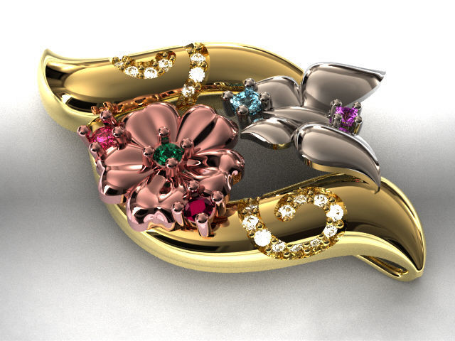 butterfly and flower collection T00012 3D print model_11