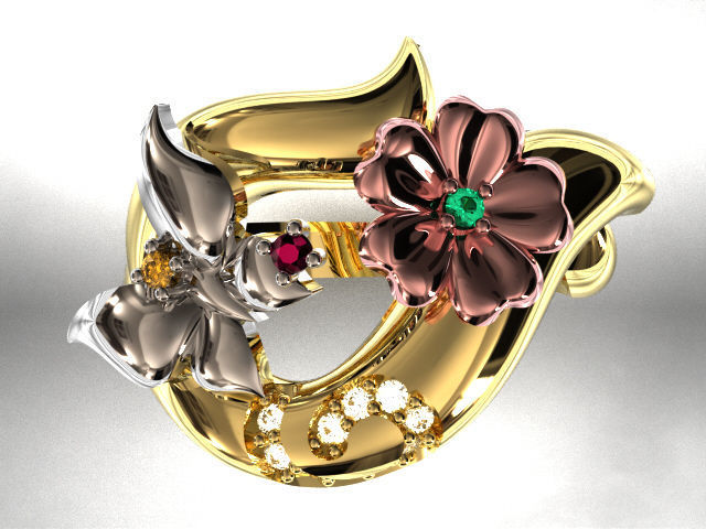 butterfly and flower collection T00012 3D print model_9