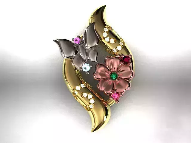 butterfly and flower collection T00012 3D print model