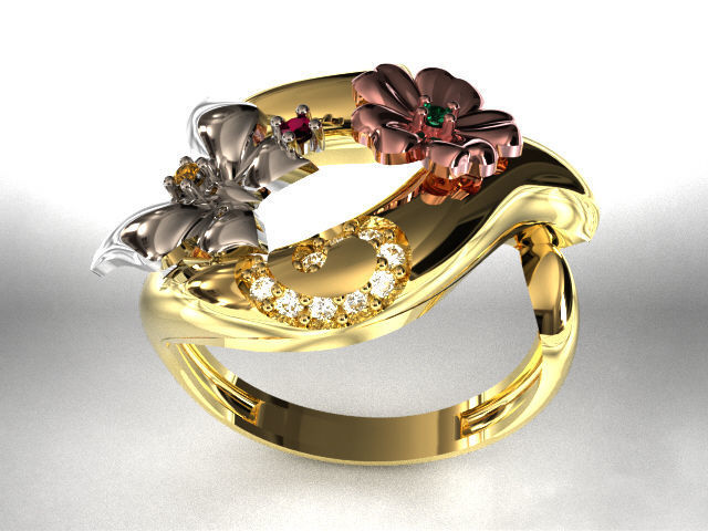 butterfly and flower collection T00012 3D print model_5