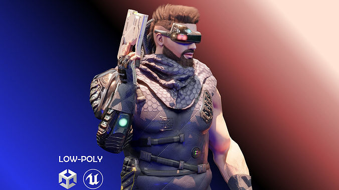 Sci Fi Cyberpunk Action Male-Ednar Cylo Low-poly 3D model