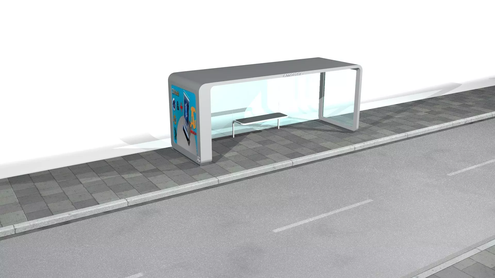 Bus station Abribus Low-poly 3D model