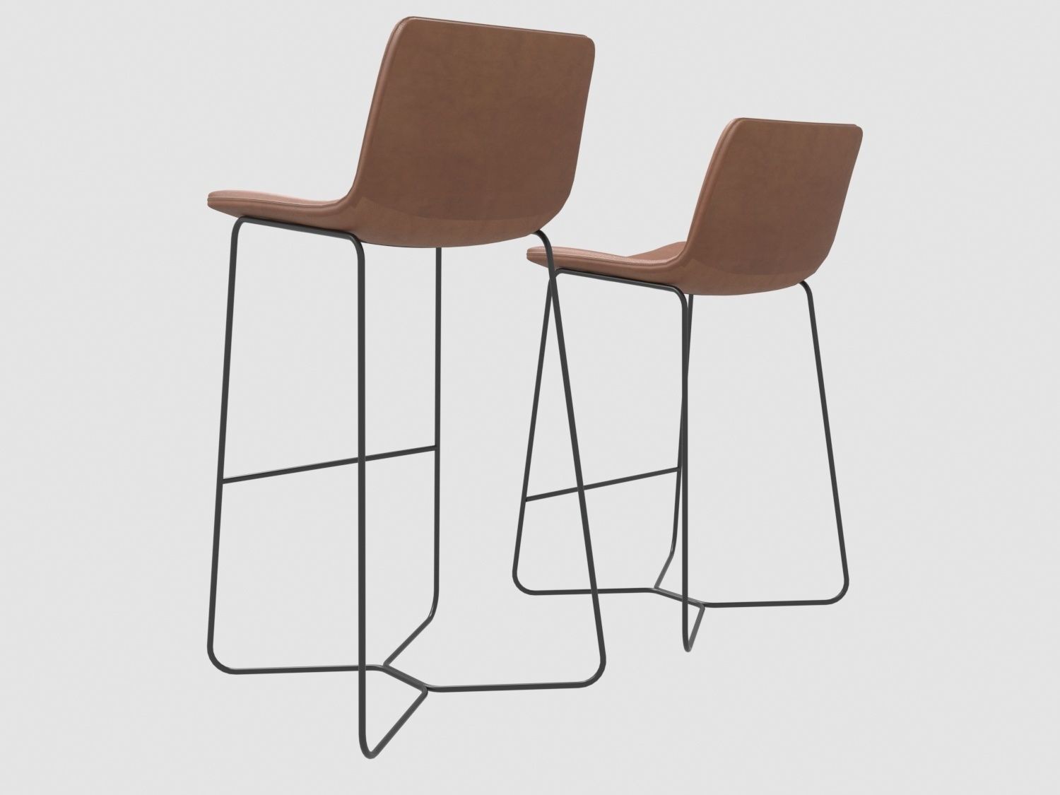 Slope Leather bar Stool West Elm 3D model_4
