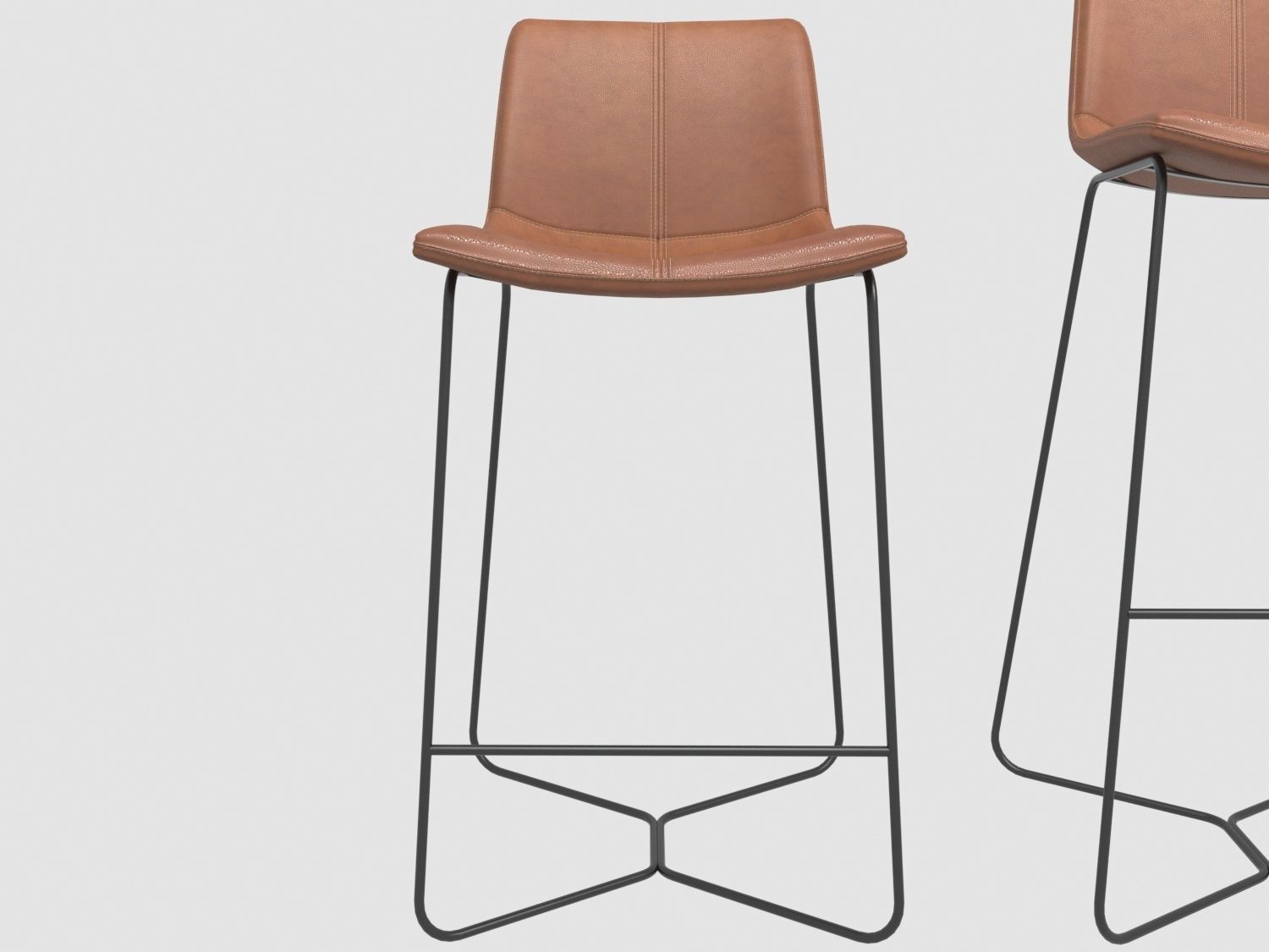 Slope Leather bar Stool West Elm 3D model_2