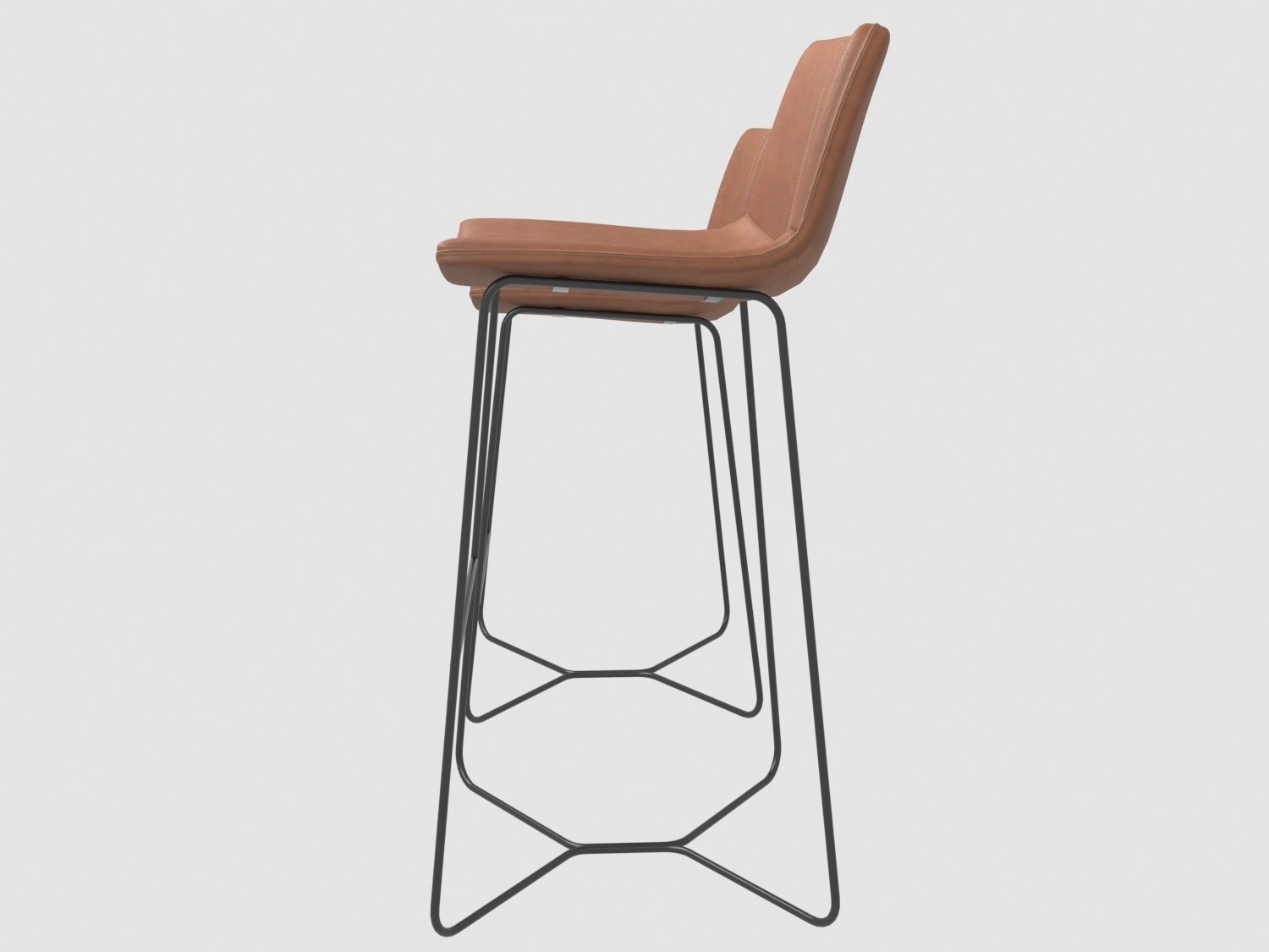 Slope Leather bar Stool West Elm 3D model_3